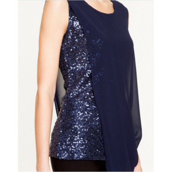 Le Chateau Sequin & Knit Layered Top Navy XXL - Picture 4 of 4